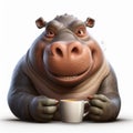 Hyper-realistic Hippopotamus With Coffee Mug: Unreal Engine Artwork