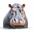 Hyper-realistic Hippopotamus Head Illustration With Charming Character