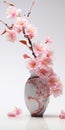 Hyper-realistic Ikebana Ceramic Vase With Floral Pattern And Glitters