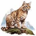 Hyper-realistic Illustration Of Andean Mountain Cat On Transparent Background