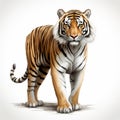 Hyper-realistic Illustration Of A Bold Tiger On White Background