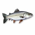 Lifelike White Striped Bass Graphic Fish Sticker On White Background