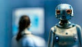 Hyper-realistic illustration of a robot on a blurred background Royalty Free Stock Photo
