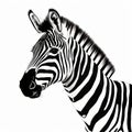 Digitally Enhanced Monochromatic Zebra Head On White Background