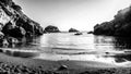A hyper realistic image of a seascape, blue sky, beach, AI generated