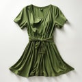 Hyper Realistic Khaki Dress With Organic Designs