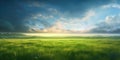 Hyper-Realistic Landscape Banner and Background with Lovely Green Field and Azure Sky. Perfect for Web and Landing Pages