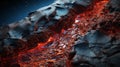 Hyper-realistic Lava Close-up: Vray Tracing And Digital Art Techniques