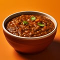 Hyper Realistic Lentil Soup Bowl On Orange Background Royalty Free Stock Photo