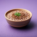 Hyper Realistic Lentil Soup Bowl On Purple Background Royalty Free Stock Photo