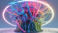 A hyper-realistic, lush, surreal raytraced render of a 3D digital networking system, Royalty Free Stock Photo