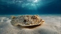 A master of camouflage, the flounder resting on the sandy seabed. Generated Ai Royalty Free Stock Photo