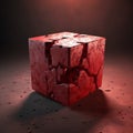 Hyper-realistic Melting Cube In Crimson - Industrial Product Design