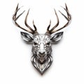 Stylized Deer Head In Gold And Silver - Minimalistic 3d Model