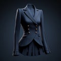 Hyper Realistic Navy Dress: Detailed Longsleeved Uniform Model