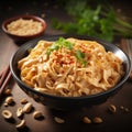 Hyper-realistic Noodles With Creamy Peanut Sauce - Stock Image