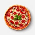 Realistic Pizza Pepperoni On White Background - Uhd Image Royalty Free Stock Photo