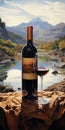 Hyper-realistic Oil Painting Of Wine On Rocks: A Sublime Wilderness