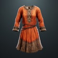 Hyper Realistic Orange Dress: Unreal Engine 5 Viking Shirt