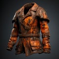 Hyper Realistic Orange Leather Jacket With Metal Accents