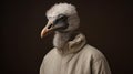Hyper Realistic Ostrich Portrait In A Stylish Hoodie