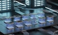 Hyper realistic photograph of modular quantum computing processors arranged in a seamless array Royalty Free Stock Photo