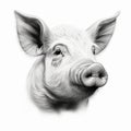 Hyper-realistic Pig Head Portrait Tattoo Drawing On White Background Royalty Free Stock Photo