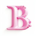 Hyper-realistic Pink Letter B With Roses - Playful And Detailed