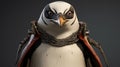 Hyper-realistic Piratepunk Penguin In Black Armor