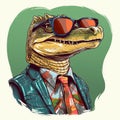 Funky Crocodile: Retro Alligator Portrait With A Twist