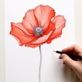 Hyper-realistic Poppy Drawing With Continuous Line: Detailed Illustrations By Rinat Voligamsi Royalty Free Stock Photo