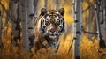 Hyper Realistic Portrait Of A Tiger In Autumn Forest Royalty Free Stock Photo