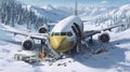 Hyper-realistic Portraiture Of A Crashed Airbus A319 In Snowy Mountain