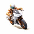 Hyper-realistic Racing Man On White Motorbike: Technological Design Royalty Free Stock Photo