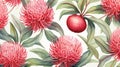 Hyper-realistic Rambutan Pattern With Native Australian Motifs