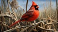 Hyper-realistic Red Cardinal Illustration In Midwest Gothic Style