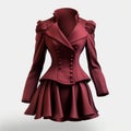 Hyper Realistic Red Coat And Skirt: Futuristic Victorian Fashion In Maya