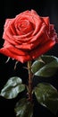 Hyper Realistic Red Rose Painting With High Contrast