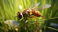 Hyper-realistic Reddishbrown Fly On Grass: Uhd Image With Mythological References Royalty Free Stock Photo