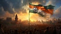 patriotic spirit of India Republic Day with a hyper-realistic rendering highlighting the solemnity