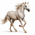 Hyper-realistic Representation Of A White Arabian Horse On White Background