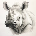 Hyper-realistic Rhino Drawing With Expressive Line And Charcoal Sketch