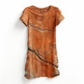 Hyper Realistic Rust Dress: An Orange Stone-inspired T-shirt