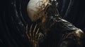 Hyper-realistic Sci-fi Art: Intricate Skeletons With Gold Skin