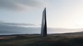 Hyper-realistic Sci-fi Artistic Pillar In Grassy Field