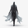 Hyper-realistic Sci-fi Cartoon Man Silhouette In Elegant Formal Attire