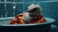 Hyper-realistic Sci-fi: A Duck In A Tub Royalty Free Stock Photo
