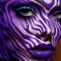 Hyper-realistic Sci-fi Makeup: Woman With Purple Zebra Head