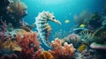 Hyper-realistic Seahorse Illustration In Cinema4d: A Vibrant Underwater Narrative