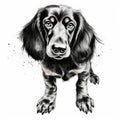 Hyper-realistic Spaniel Dog Drawing In Black And White